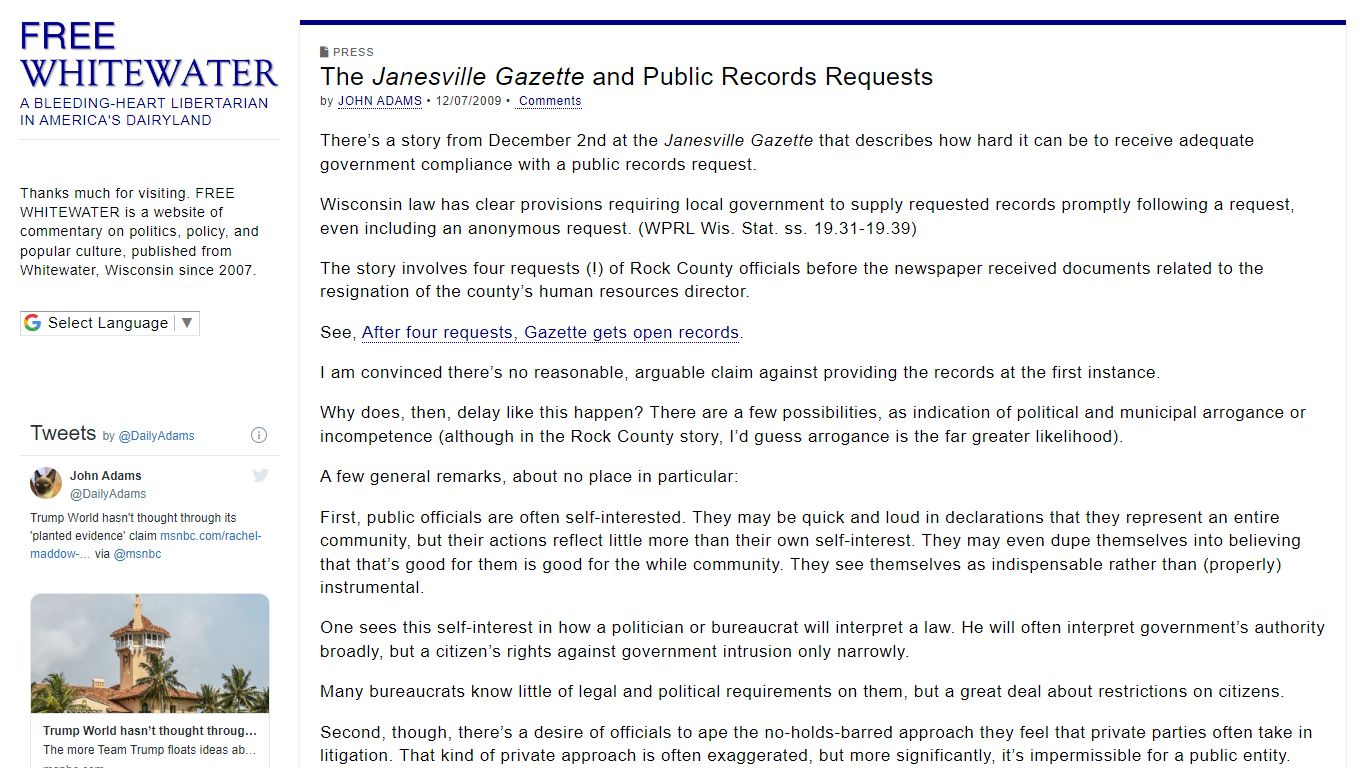 The Janesville Gazette and Public Records Requests | FREE ...