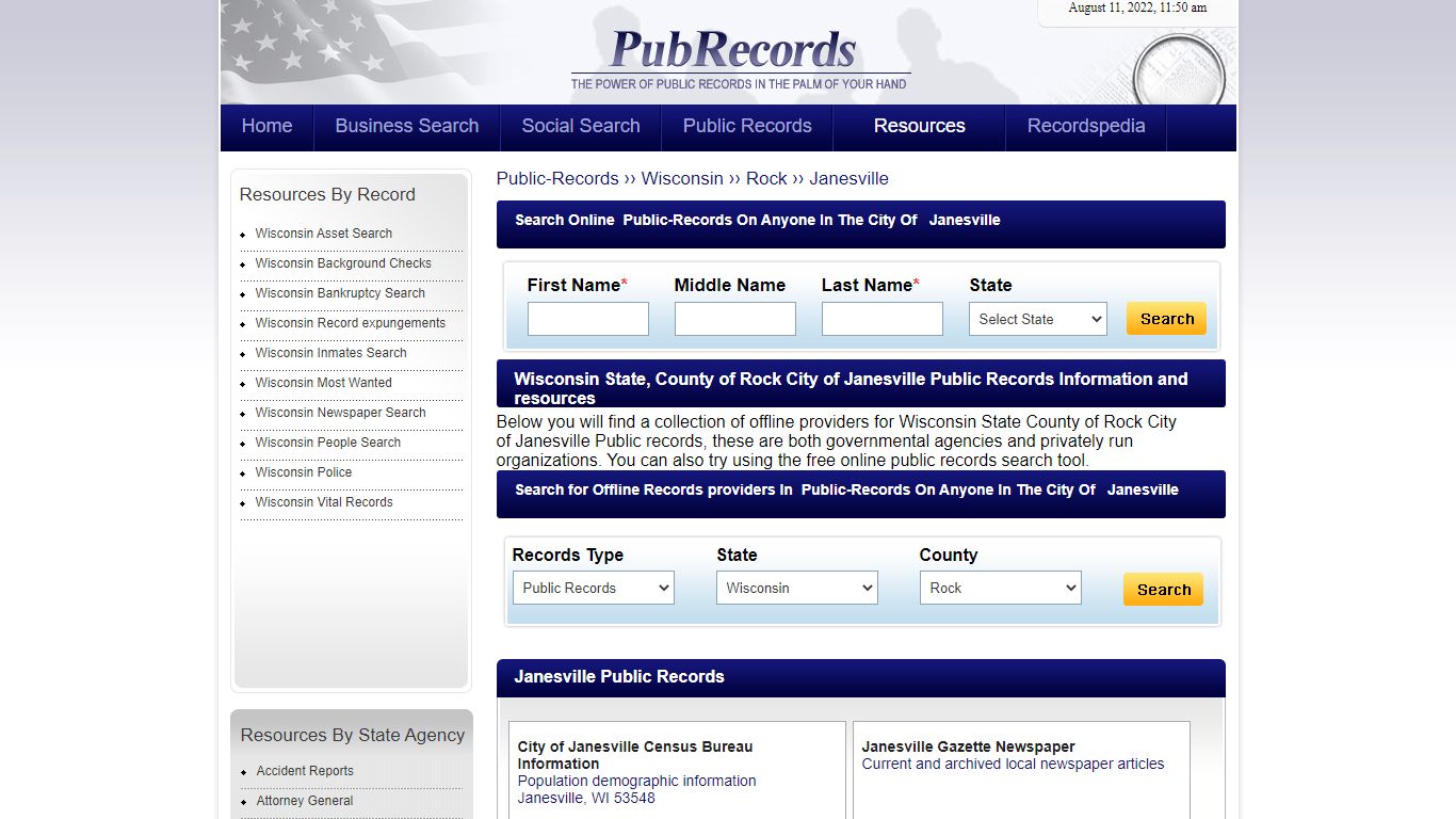 Janesville, Rock County, Wisconsin Public Records