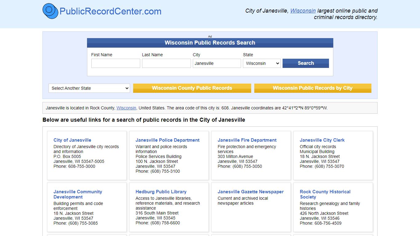 Janesville Wisconsin Public Records and Criminal ...